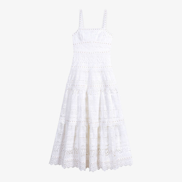 Ажурное гипюровое платье макси крючком Maje, цвет blanc платье макси syra etam цвет blanc