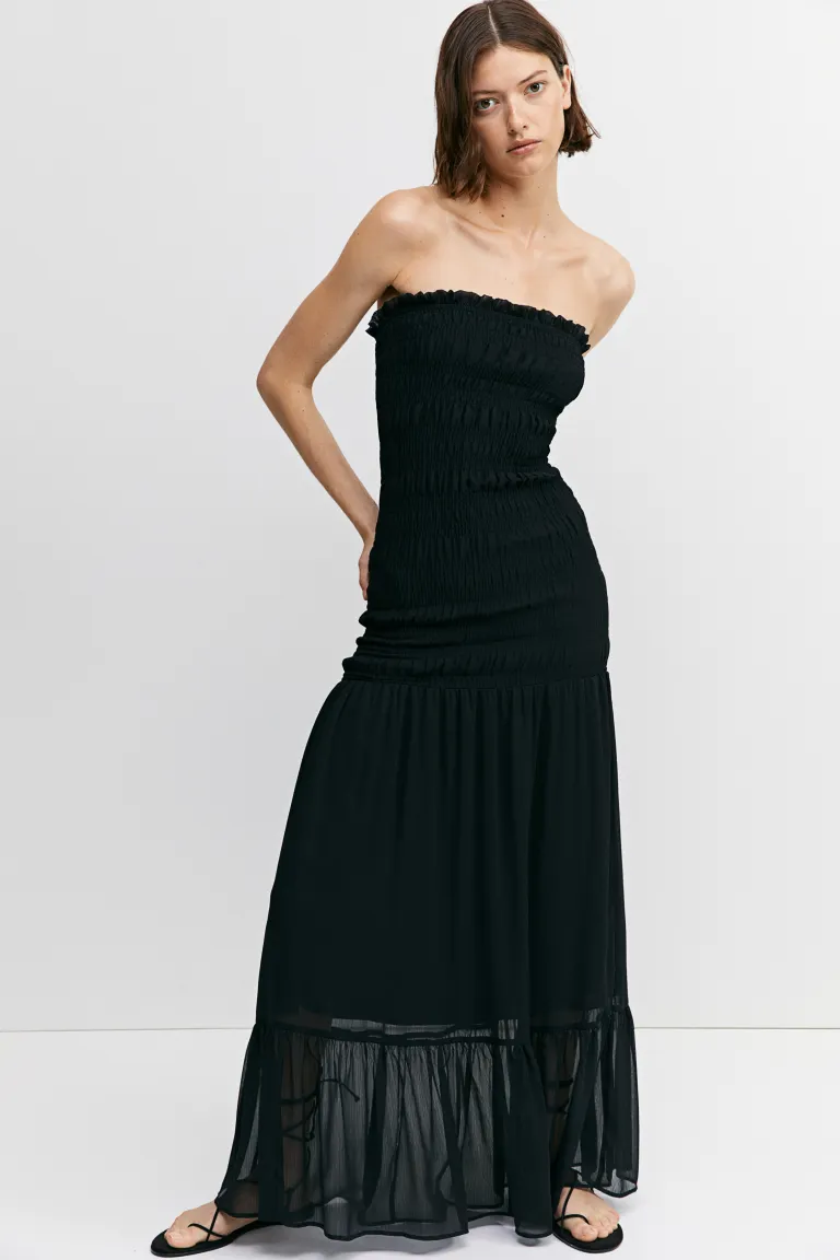 Платье-бандо на резинках H&M, черный icontemporary платье с оборкой белое