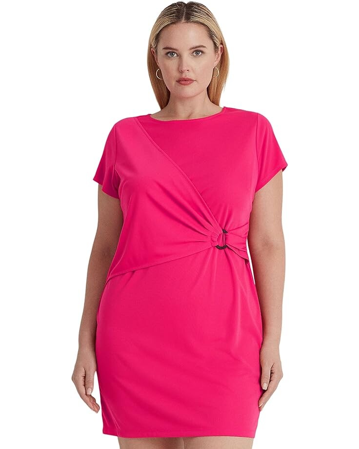 

Платье LAUREN Ralph Lauren Plus Size Stretch Jersey Short Sleeve, розовый
