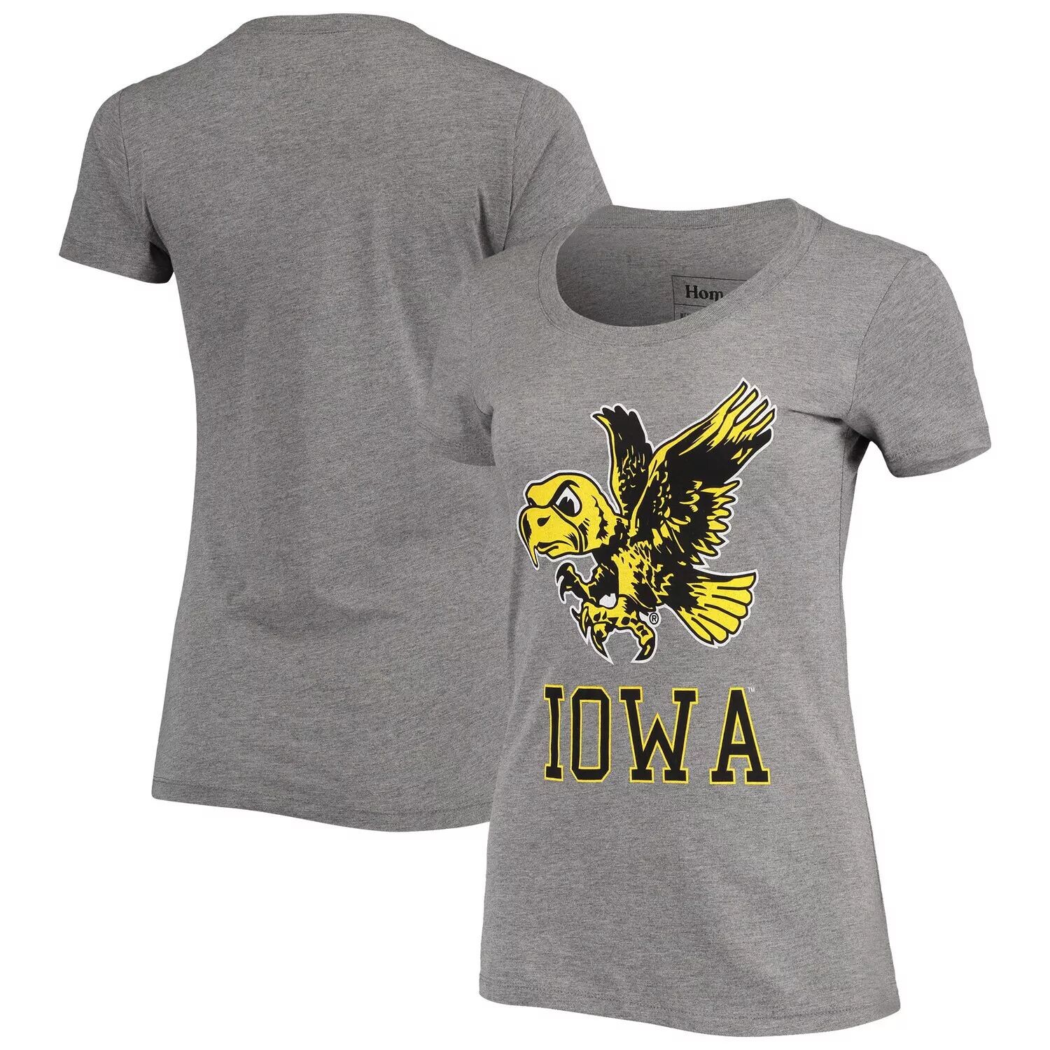 

Женская серая футболка с принтом Homefield Iowa Hawkeyes Vintage Herky Tri-Blend