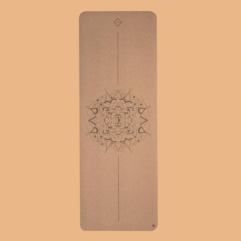 Коврик для йоги пробковый 185 см × 65 см × 4 мм - Мандала KIMJALY, цвет schwarz фотографии
