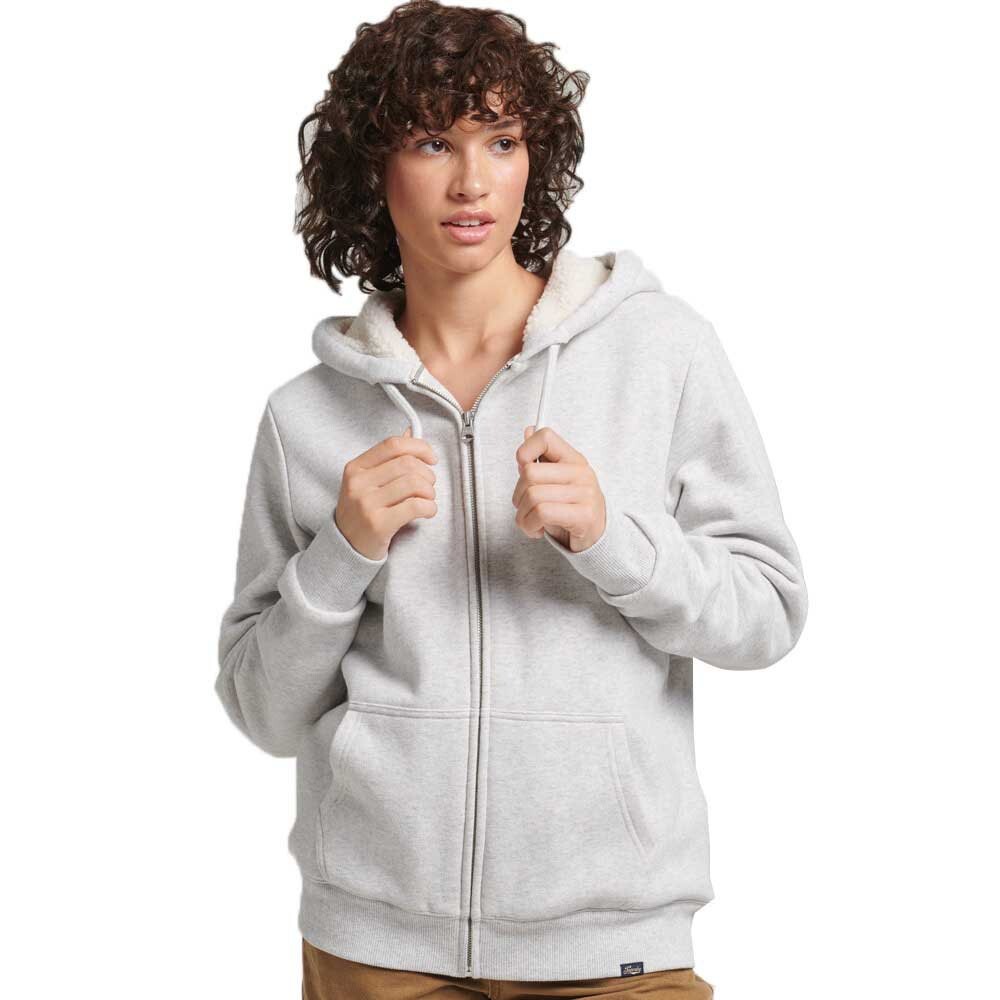 

Толстовка Superdry Borg Lined Hood Full Zip, бежевый, Серый, Толстовка Superdry Borg Lined Hood Full Zip, бежевый