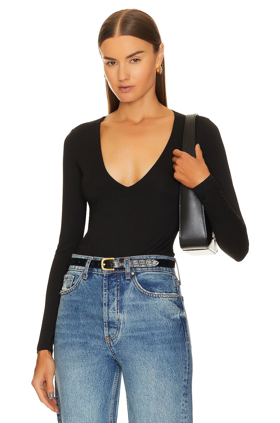 

Боди Enza Costa x REVOLVE Luxe Knit V-neck, черный