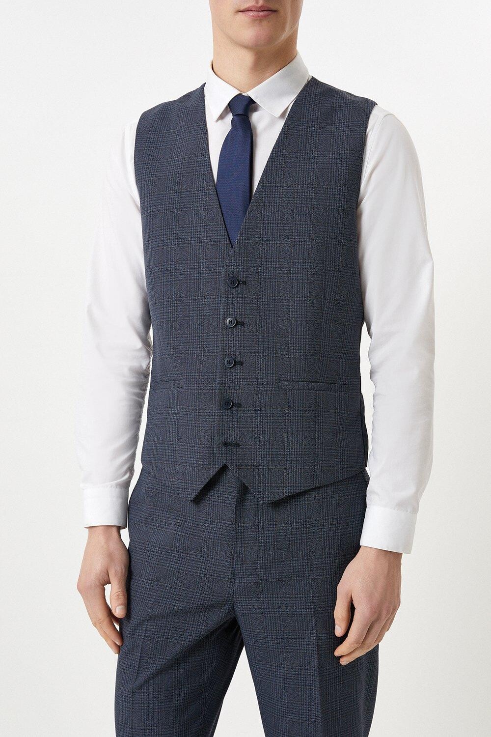 

Темно-синий жилет в клетку Tailored Fit Burton, темно-синий