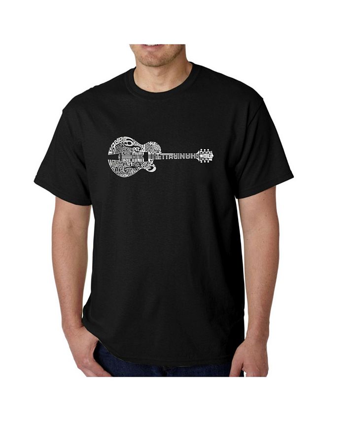 Мужская футболка с рисунком Word Art — гитара в стиле кантри LA Pop Art, черный