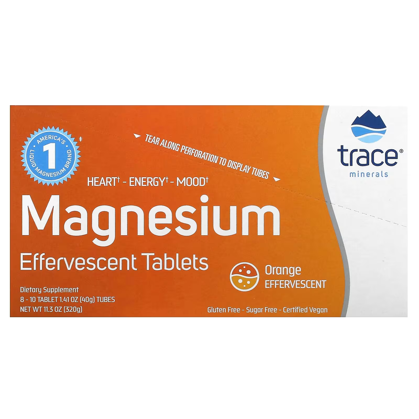 Шипучие таблетки Trace Minerals Magnesium, 8 тюбиков по 10 таблеток trace minerals ® max hydrate energy шипучие таблетки апельсин 44 г 1 55 унции