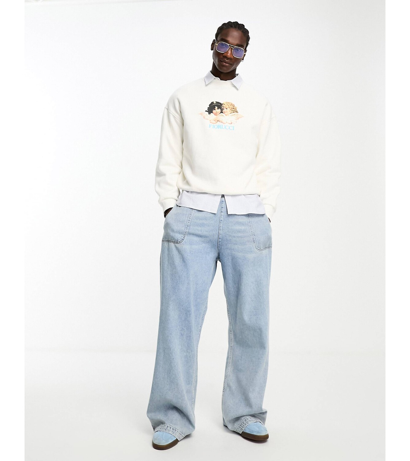 

Белая толстовка с круглым вырезом и логотипом в виде ангелов Fiorucci, Белый
