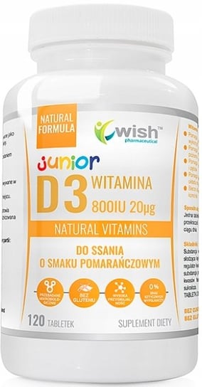 Wish, Витамин D3 Junior 800, для детей, 120 таблеток. Wish Pharmaceutical