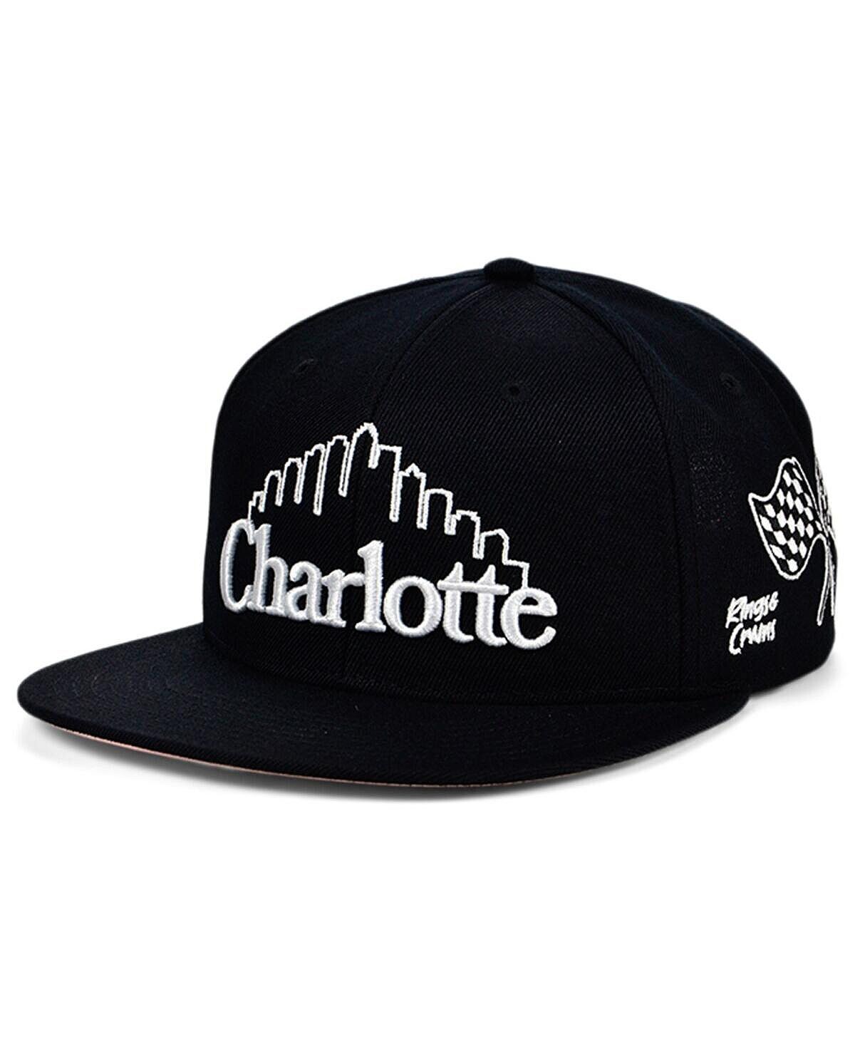 

Черная мужская регулируемая шляпа Charlotte Skyline Snapback Rings & Crwns