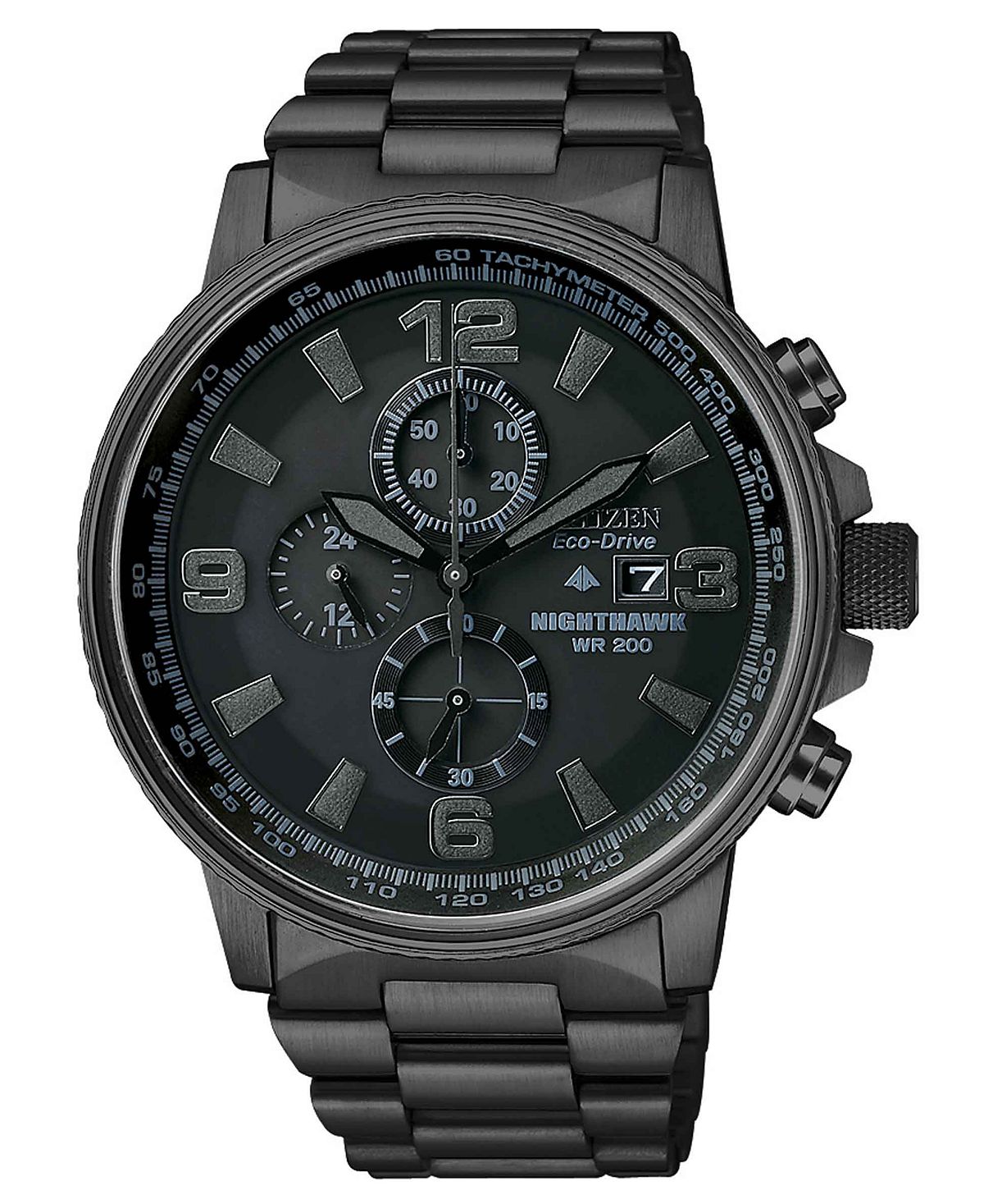 Мужские часы с хронографом Eco-Drive Nighthawk, черные часы-браслет из нержавеющей стали с ионным покрытием, 43 мм CA0295-58E Citizen часы citizen ca0295 58e
