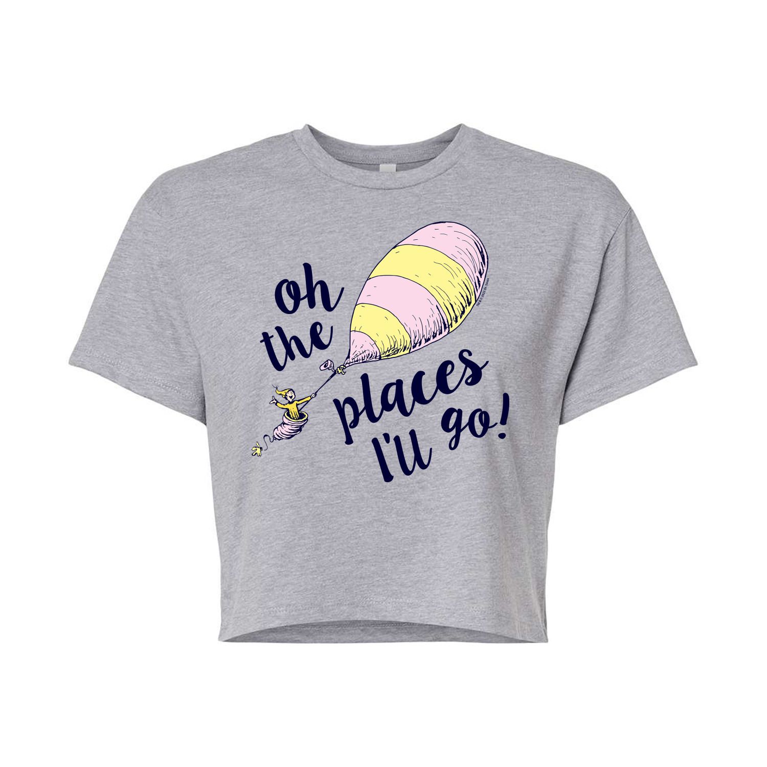 Укороченная футболка Dr. Seuss Places I'll Go для юниоров Licensed Character, серый