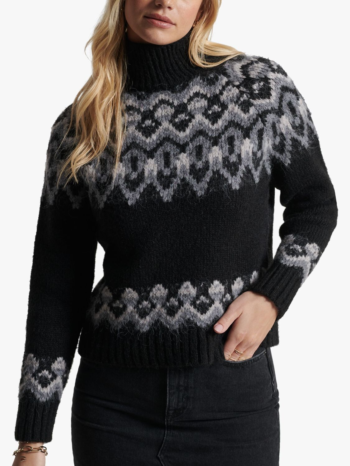 

Джемпер с напуском Superdry Vintage Fair Isle, черный