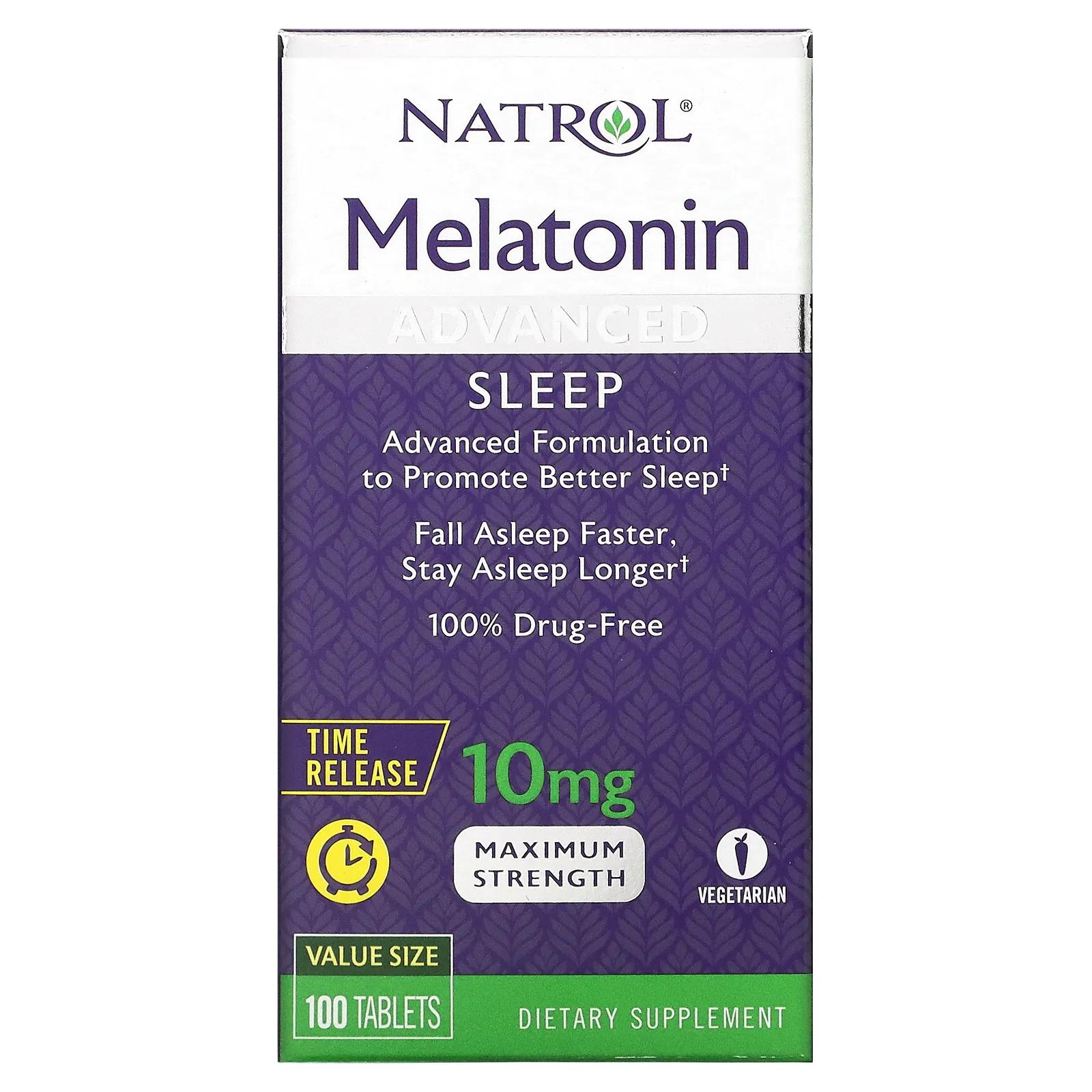 Natrol Мелатонин улучшенный сон медленное высвобождение 10 мг 100 таблеток
