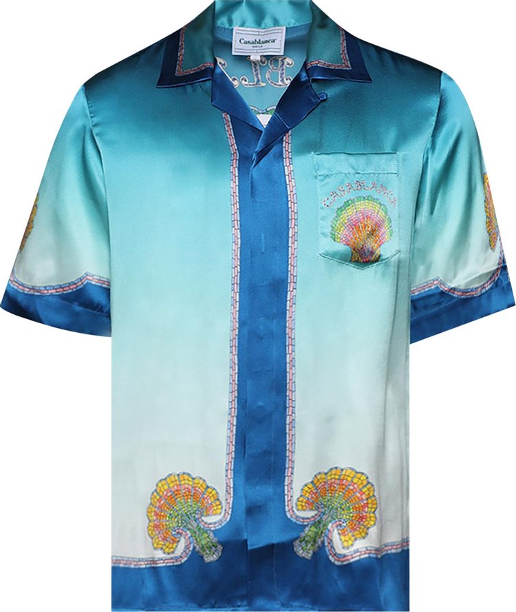 Рубашка Casablanca Cuban Collar Short-Sleeve 'Coquillage Color', синий рубашка casablanca cuban collar short sleeve heart monogram gradient разноцветный