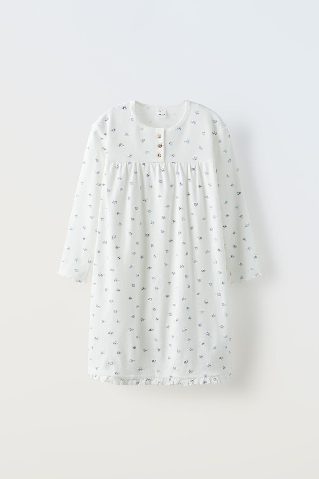 Ажурная ночная рубашка с цветочным цветом ZARA, экрю трикотажный жилет шениль с цветочным цветом zara малина