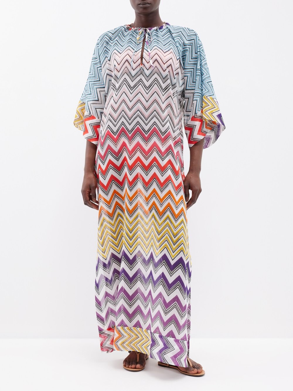 

Кафтан из хлопковой смеси с шевронным принтом Missoni, мультиколор