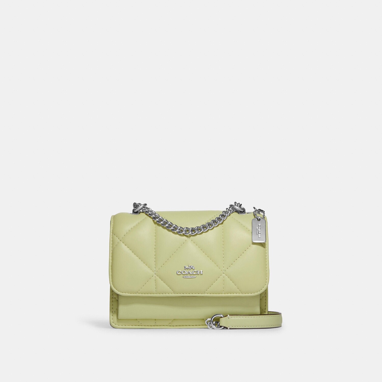 

Сумка через плечо Mini Klare Coach Outlet с объемной ромбовидной стежкой, цвет Silver/Pale Lime