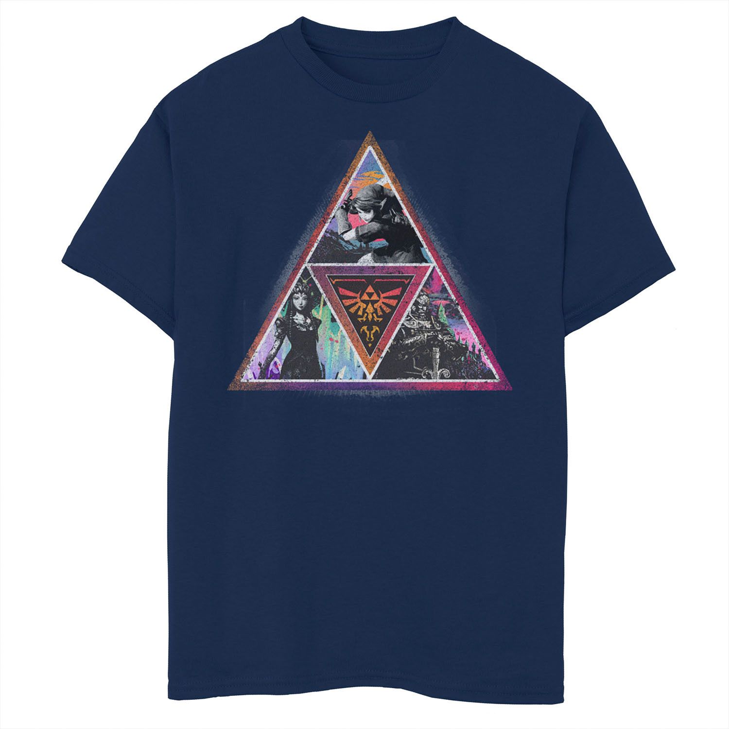 Летняя цветная футболка с рисунком Nintendo Legend of Zelda Triforce Triforce для мальчиков 8–20 лет Licensed Character, синий летняя цветная футболка с рисунком nintendo legend of zelda triforce triforce для мальчиков 8–20 лет licensed character черный