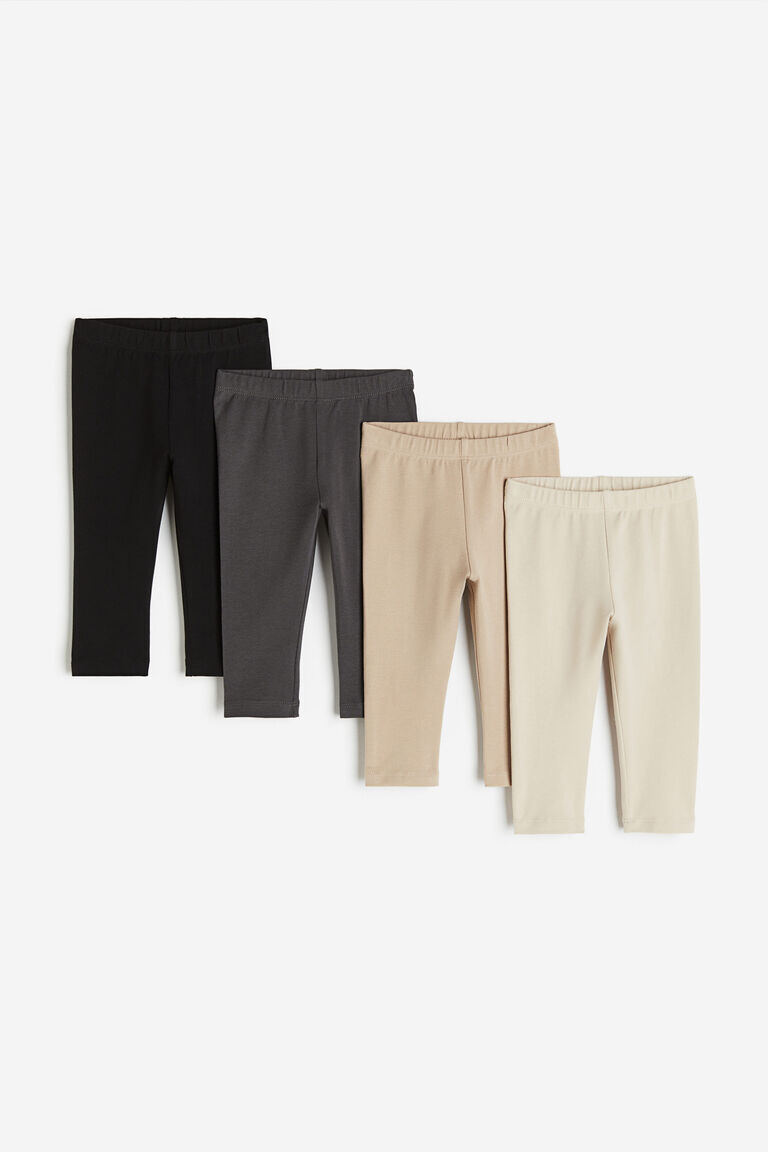 

Комплект из четырех леггинсов из хлопкового джерси H&M, бежевый