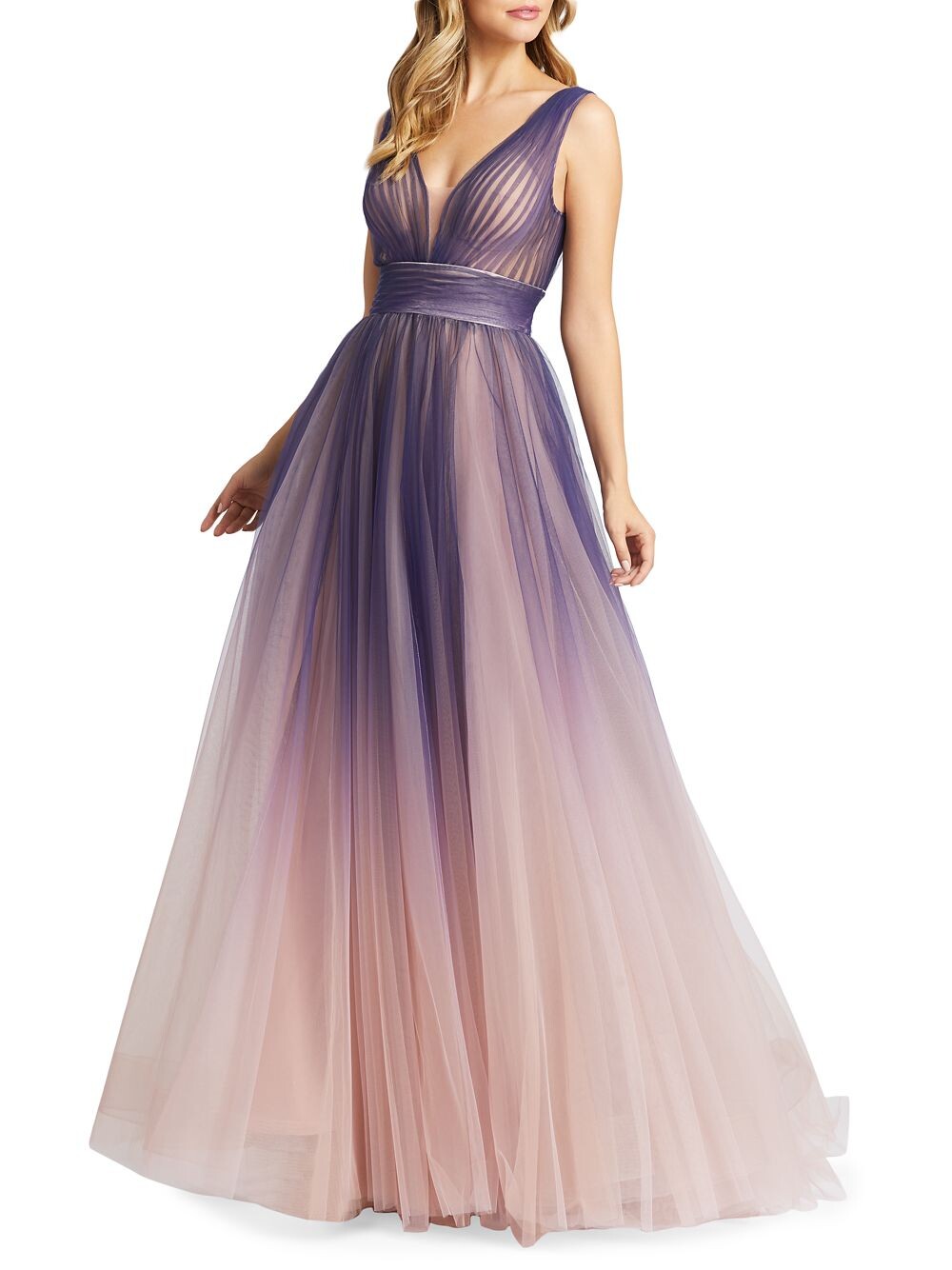 

Бальное платье Gradient с V-образным вырезом Mac Duggal, индиго