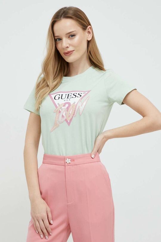 

Хлопковая футболка Guess, зеленый