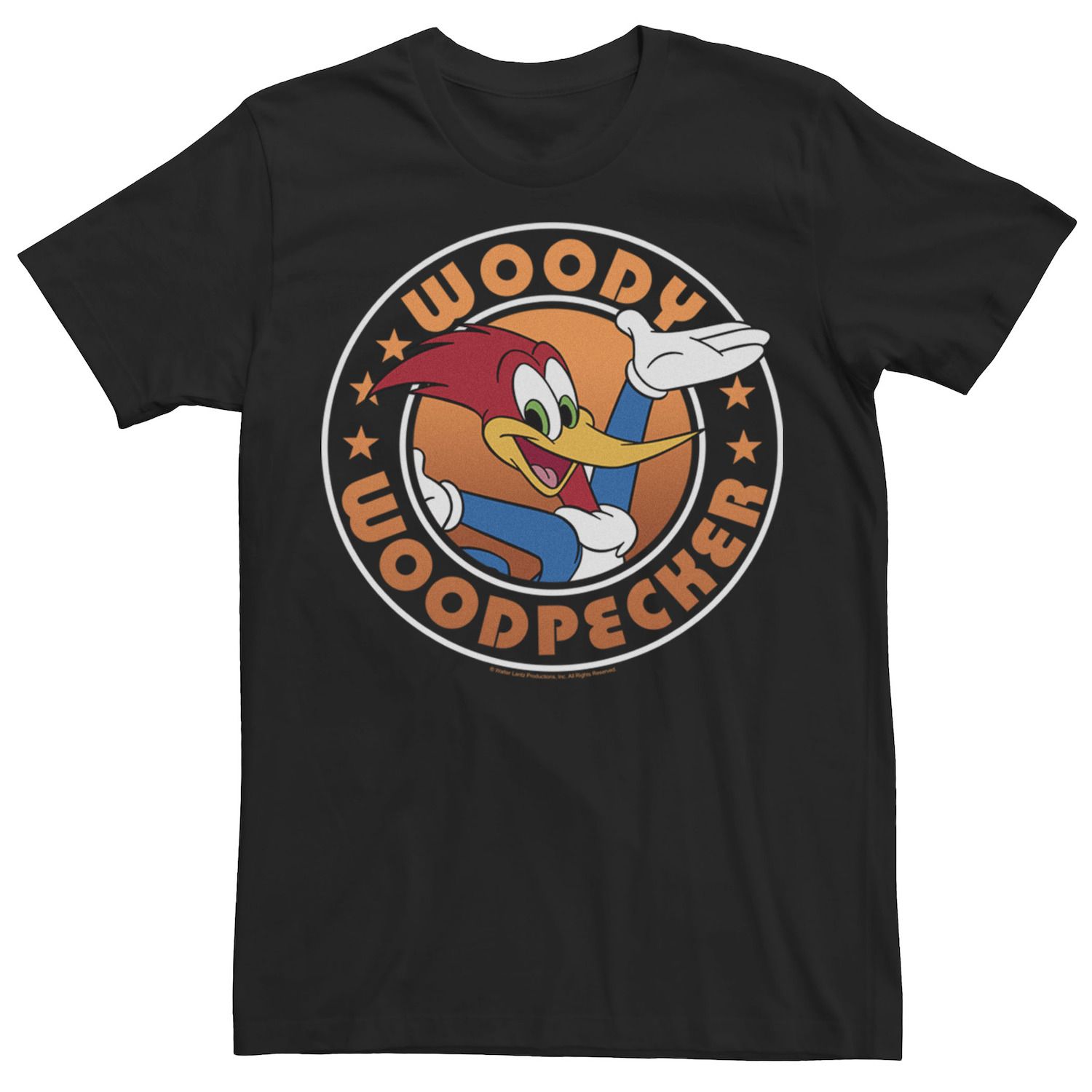 Мужская футболка с круглым штампом и портретом Woody Woodpecker Licensed Character