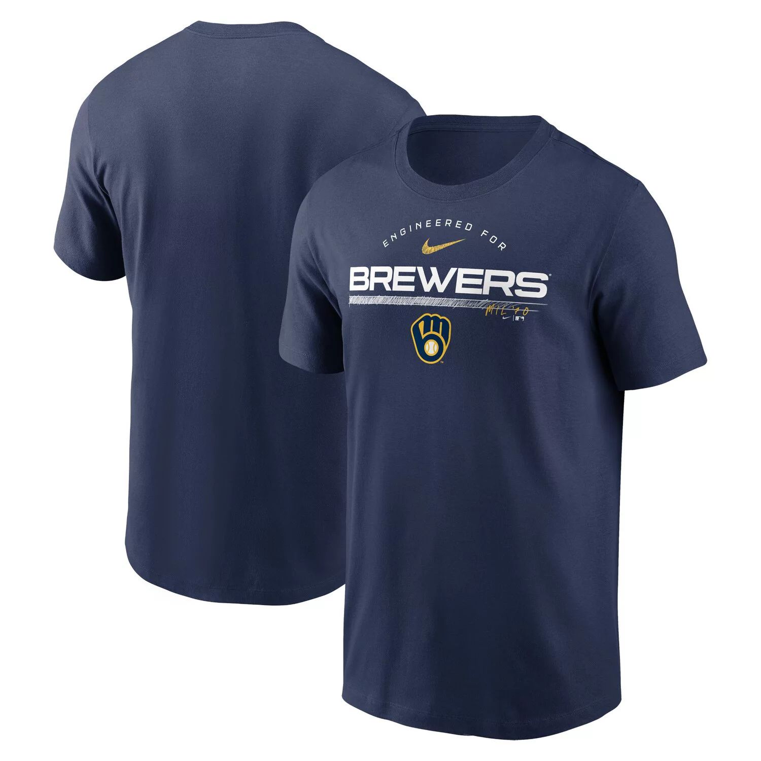 Мужская темно-синяя футболка Milwaukee Brewers Team Engineered Performance Nike фото