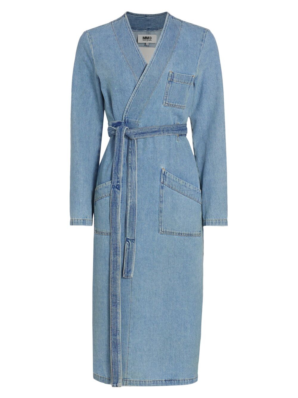 

Джинсовый тренч с запахом MM6 Maison Margiela, синий