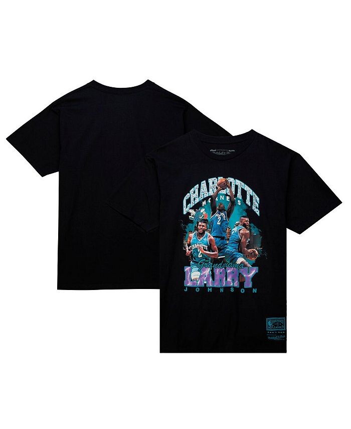 

Мужская черная футболка Larry Johnson Charlotte Hornets Hardwood Classics Bling Concert Player Mitchell & Ness, черный