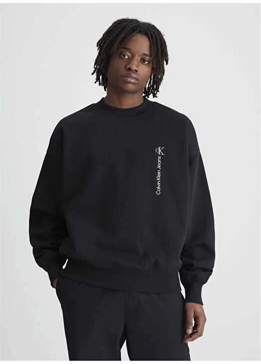 

Черная мужская толстовка с круглым вырезом Calvin Klein Jeans, Черный