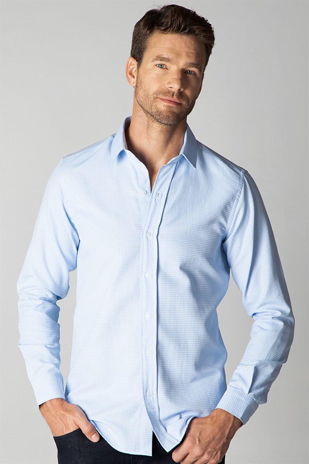 Современная приталенная мужская рубашка Добби узкого кроя MD220009-101 TUDORS