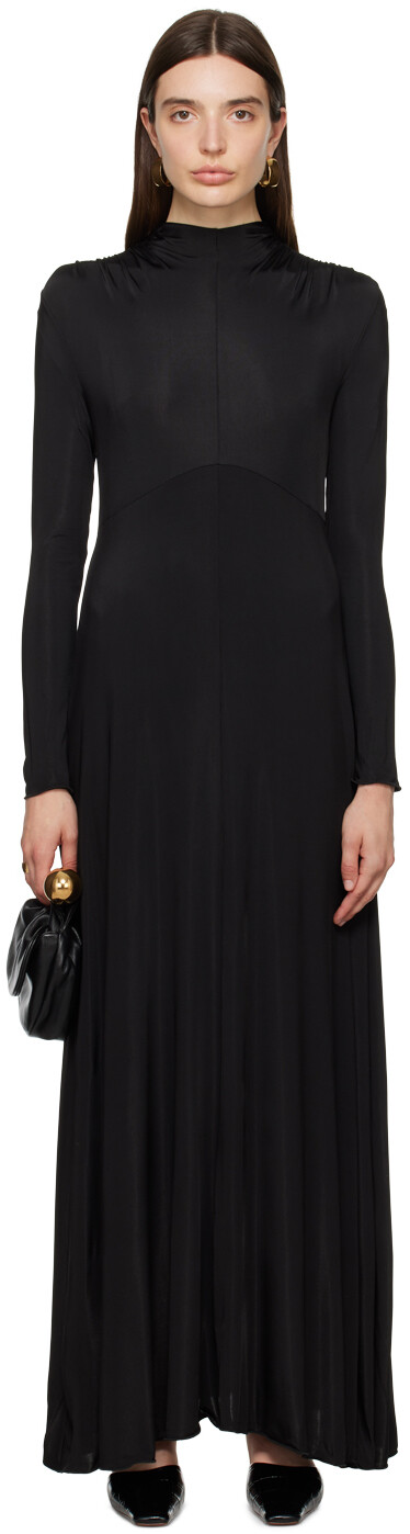 

Черное асимметричное платье-макси Jil Sander, Черный