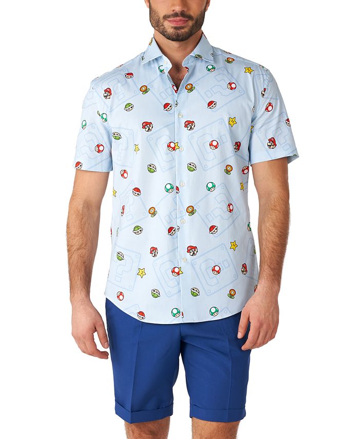 рубашка ls super mario opposuits цвет multi colour Мужская рубашка с коротким рукавом с рисунком Super Mario Icons OppoSuits, синий