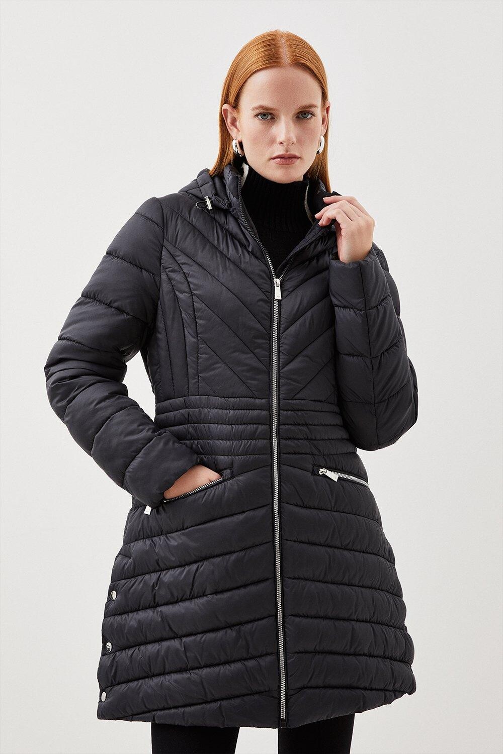 

Высокое легкое складное пальто Karen Millen, черный
