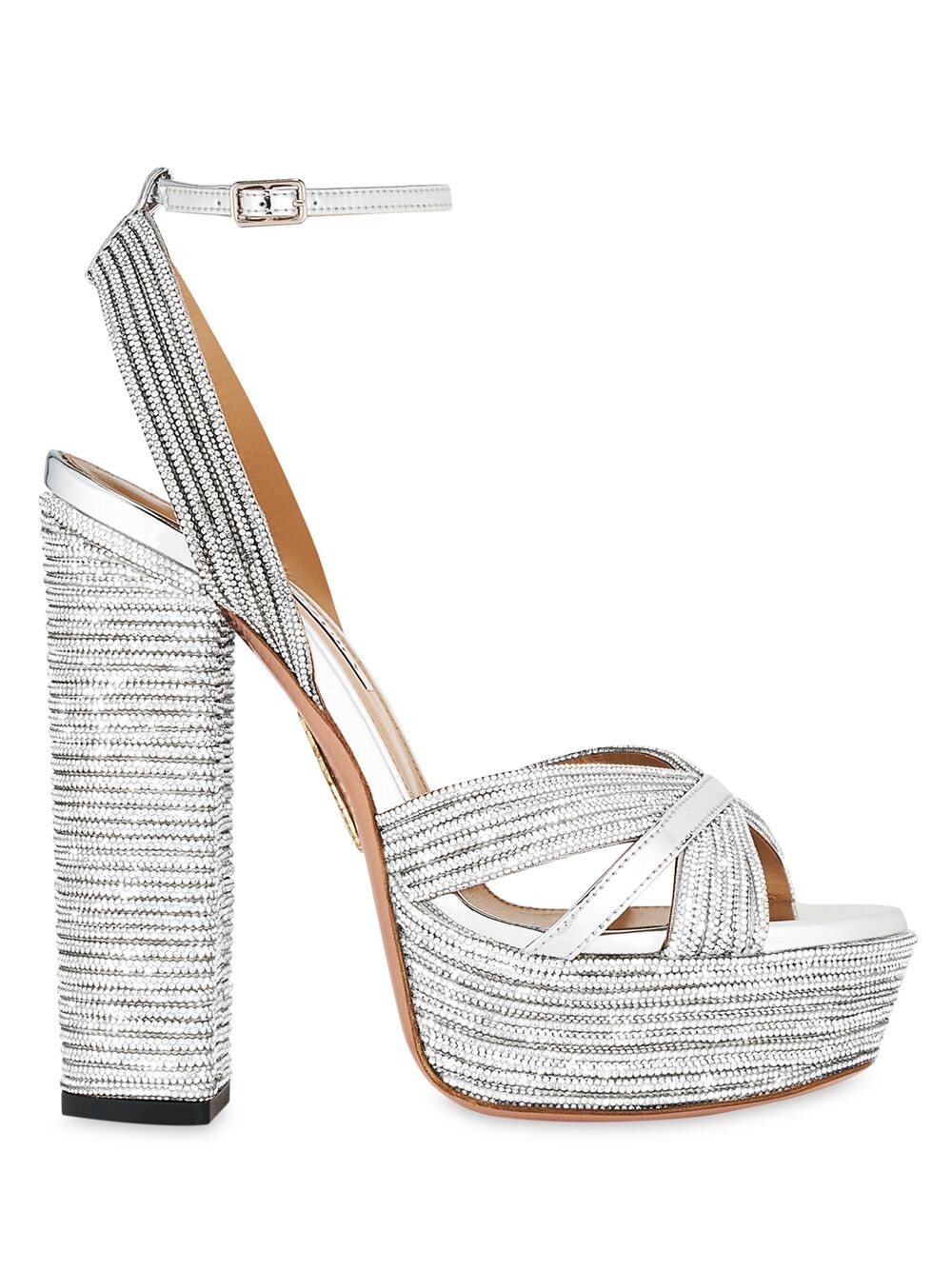 

Босоножки на платформе Sundance 140MM с кристаллами Aquazzura, серебряный