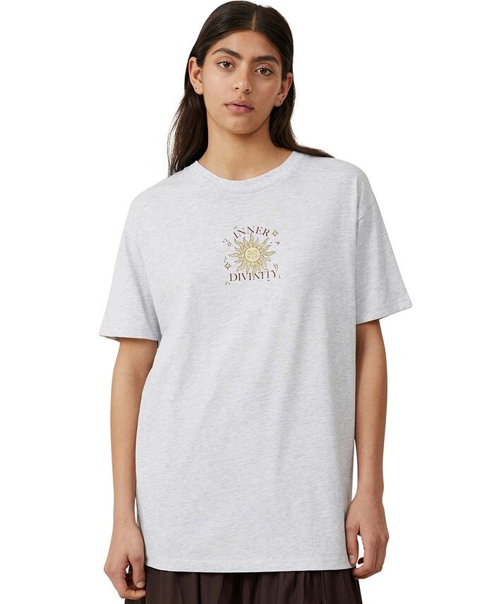 

Женская футболка оверсайз с рисунком COTTON ON, цвет Inner Divinity, Soft Gray Marle