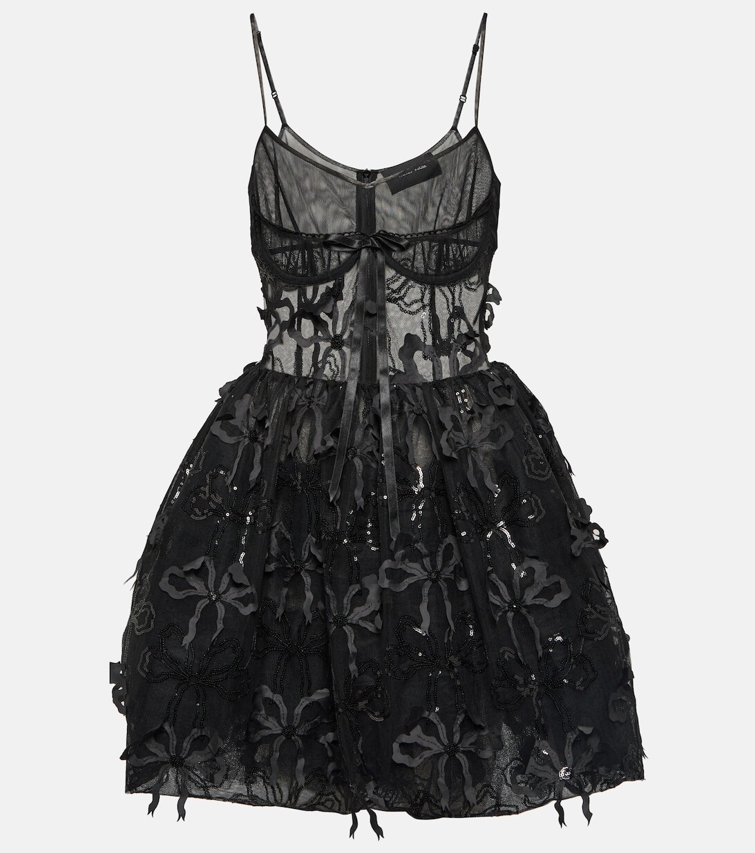

Мини-платье из тюля с пайетками и бантом SIMONE ROCHA, черный