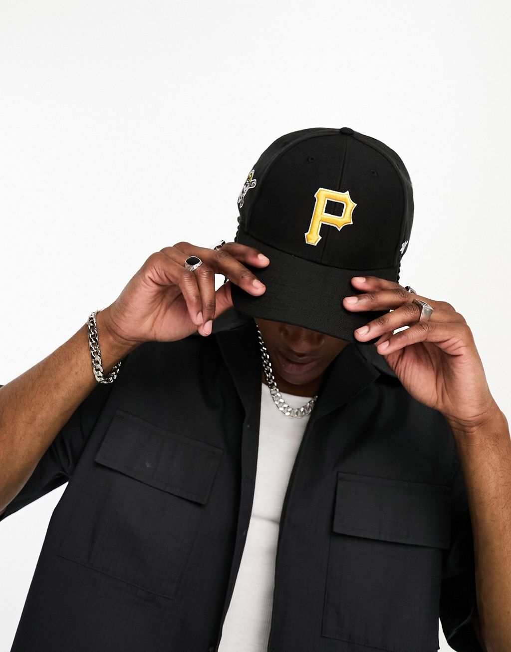 

Черная бейсболка 47 Brand Pittsburgh Pirates с вышивкой логотипа и значка