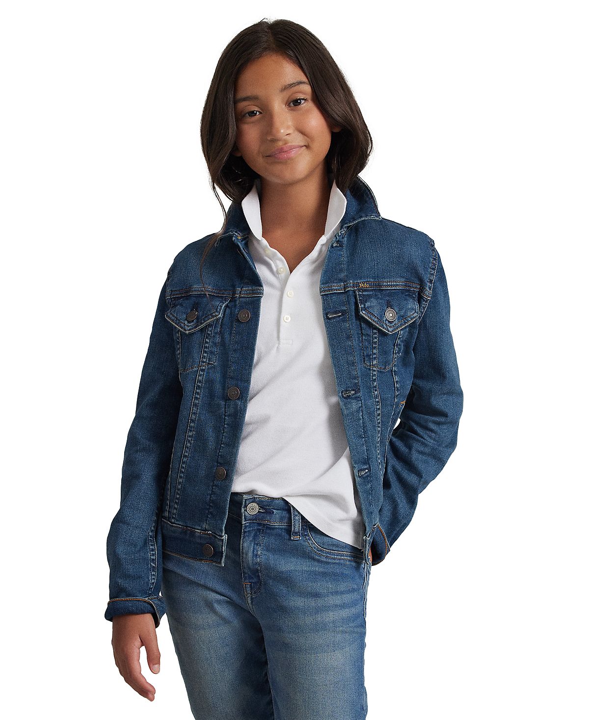 Легкая джинсовая куртка дальнобойщика для больших девочек Polo Ralph Lauren