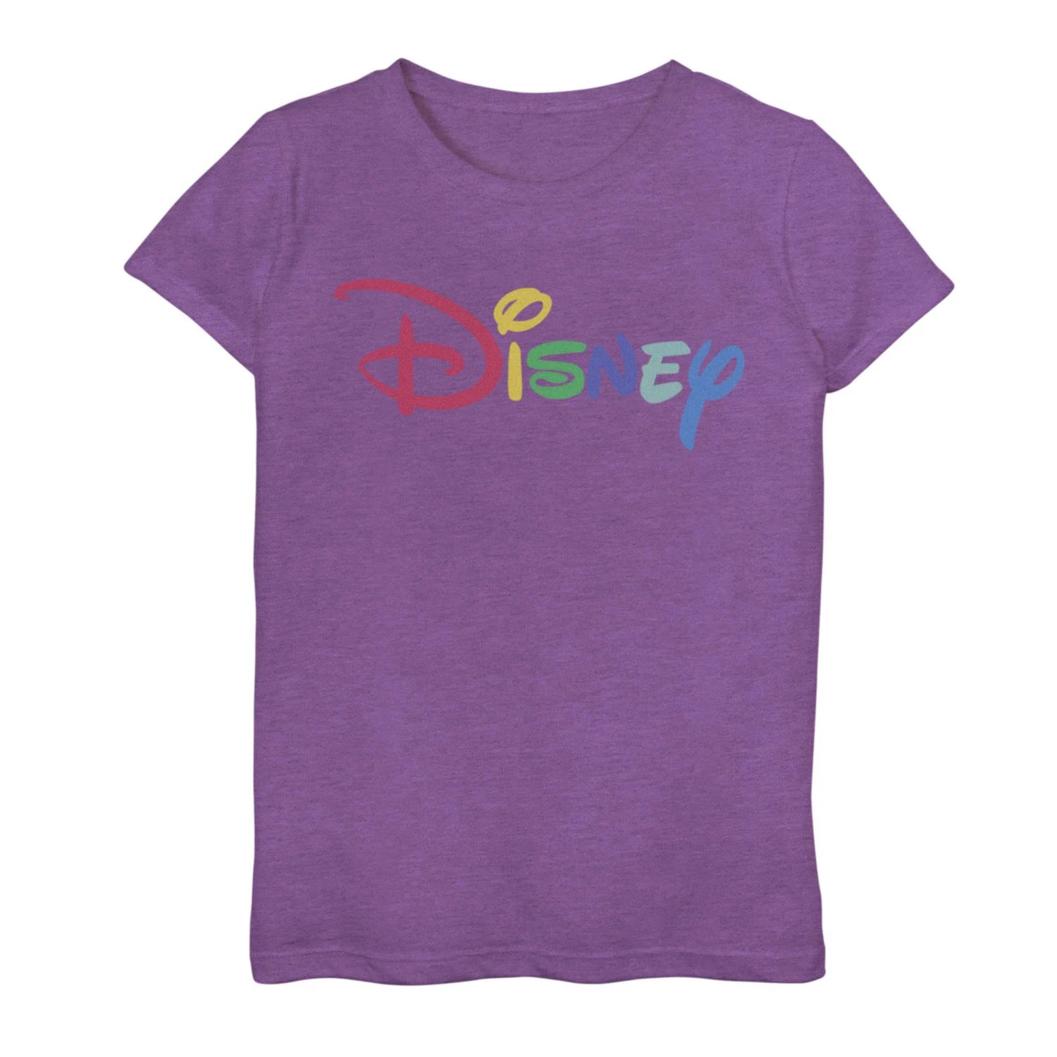 цена Футболка с радужным логотипом Disney для девочек 7–16 лет Disney, фиолетовый