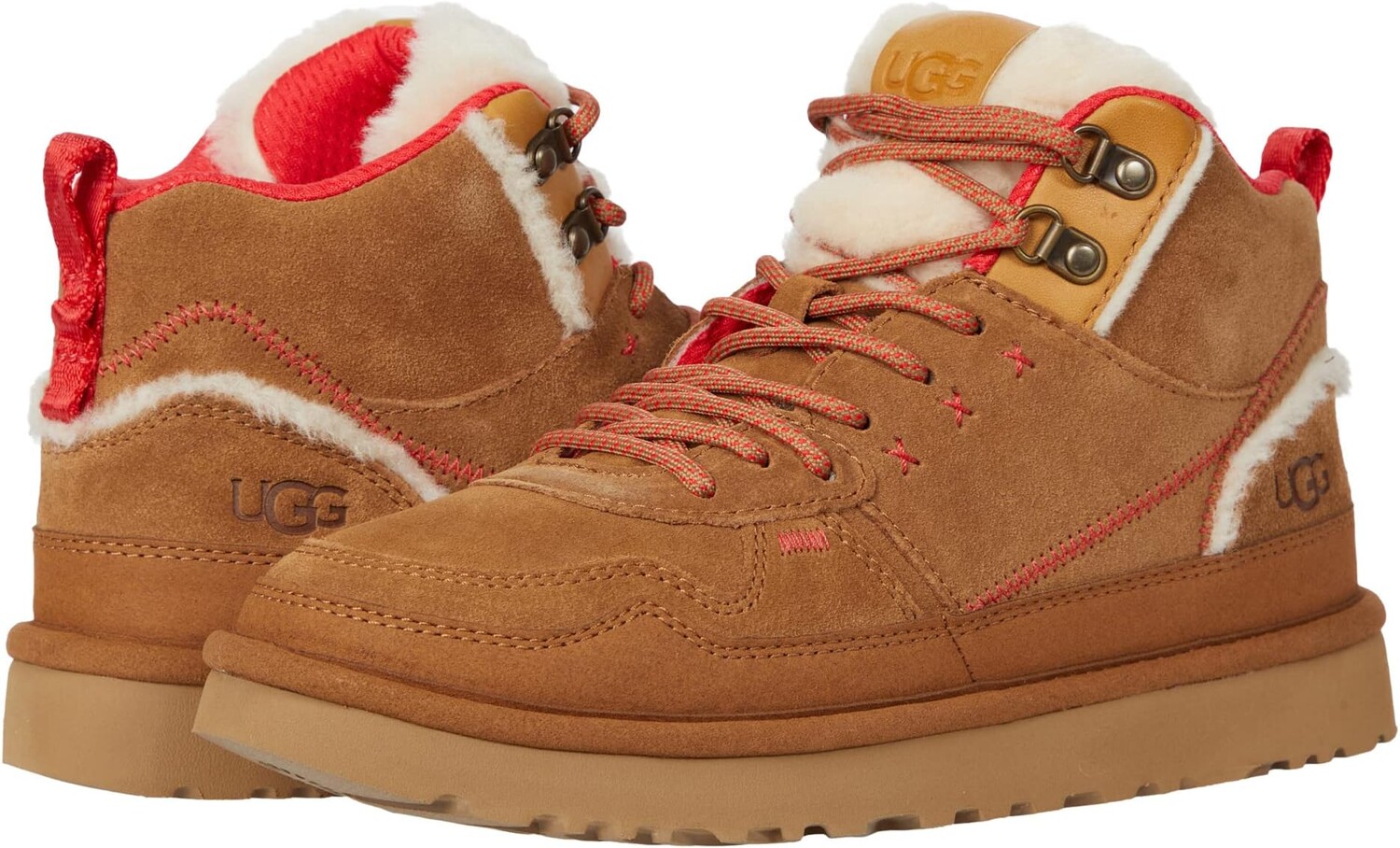 

Ботинки на шнуровке Highland Hi Heritage UGG, цвет Chestnut/Fiery Red Suede