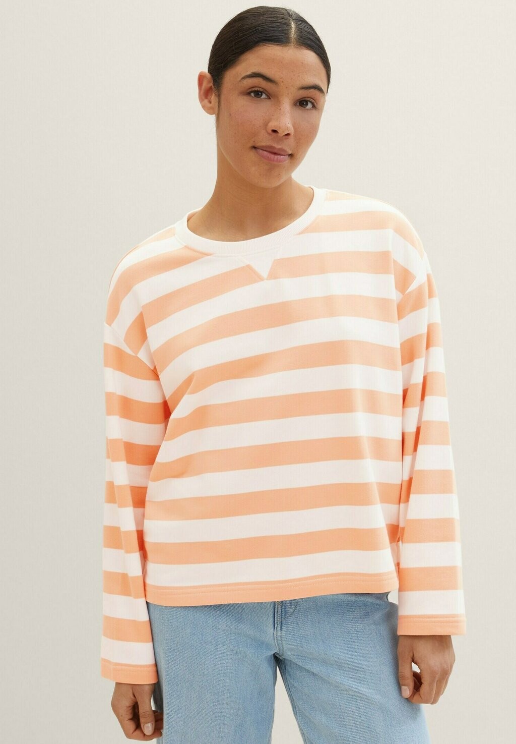 Толстовка TOM TAILOR, цвет peach offwhite bold stripe