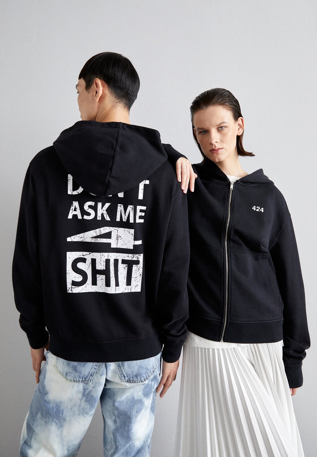 

Толстовка на молнии 424 PRINTED ZIPPED HOODIE, черный