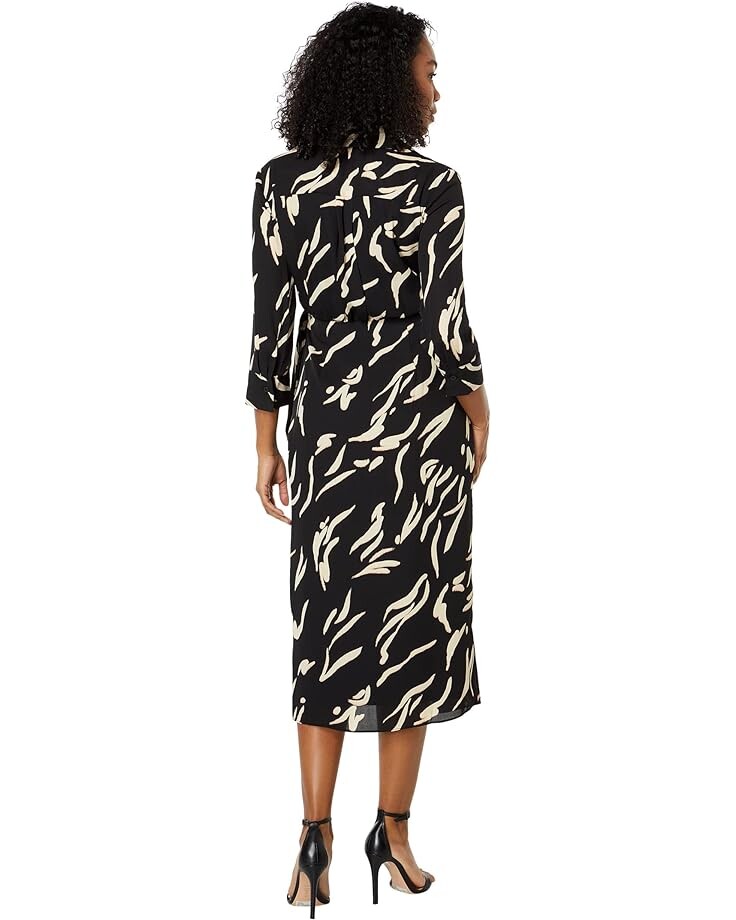

Платье Donna Morgan Midi Wrap Dress with Long Sleeve & Collar, цвет Black/Blush