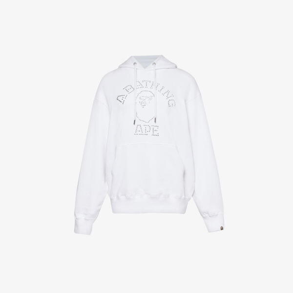 

Толстовка college из смесового хлопка, украшенная стразами A Bathing Ape, белый