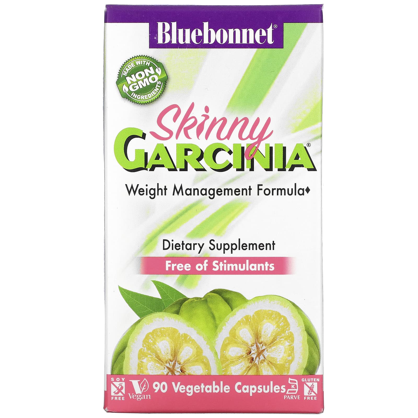 

Формула для контроля веса Skinny Garcinia, 90 растительных капсул, Bluebonnet Nutrition