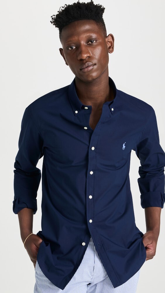 

Рубашка Polo Ralph Lauren Slim Fit Stretch Poplin, нави