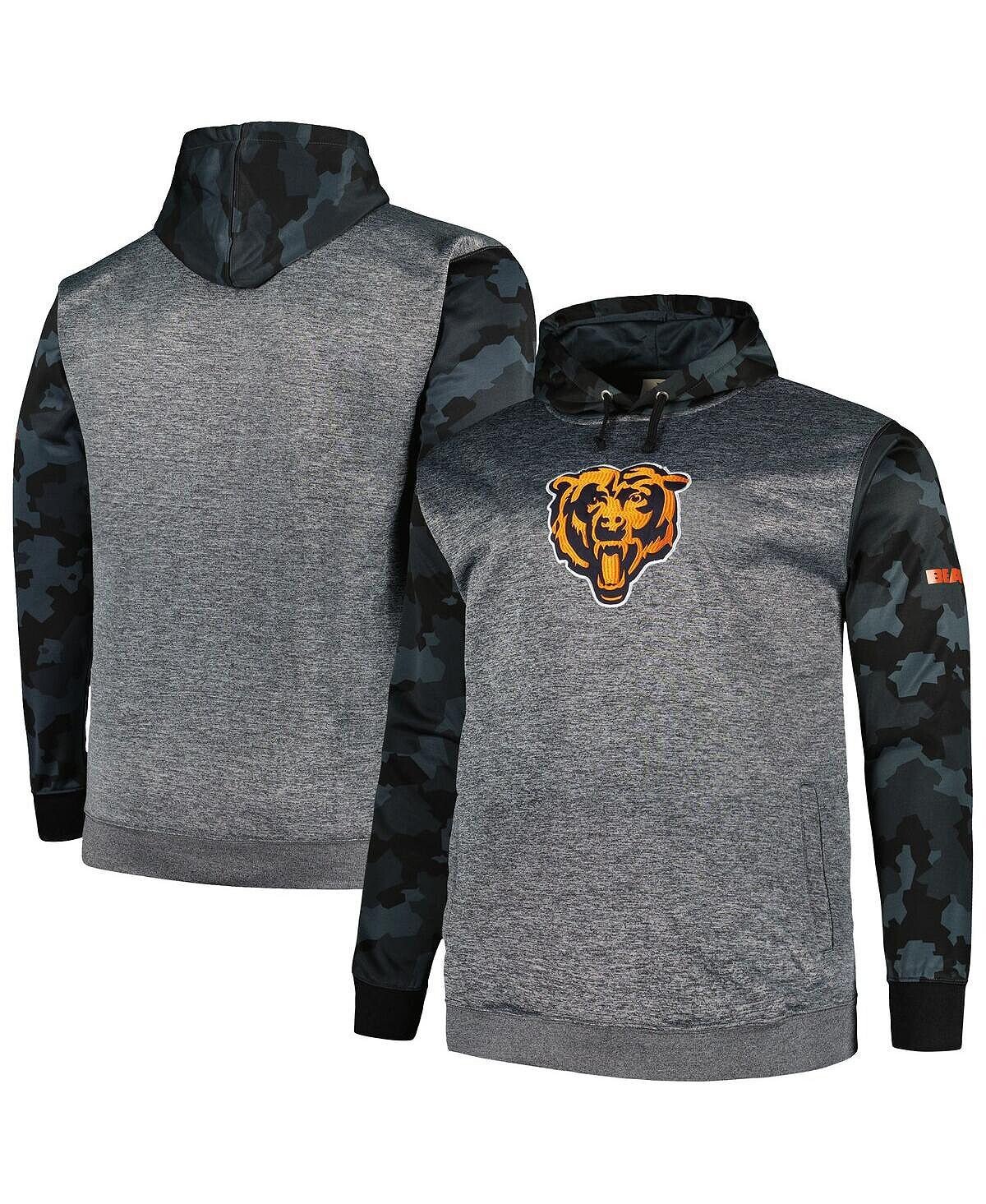 

Мужской пуловер с капюшоном с камуфляжным принтом и логотипом Heather Charcoal Chicago Bears Big and Tall Fanatics