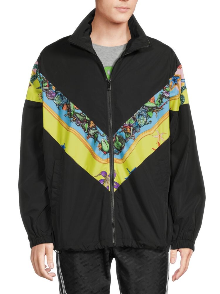 

Куртка на молнии с вставками в стиле барокко Versace, цвет Black Multi