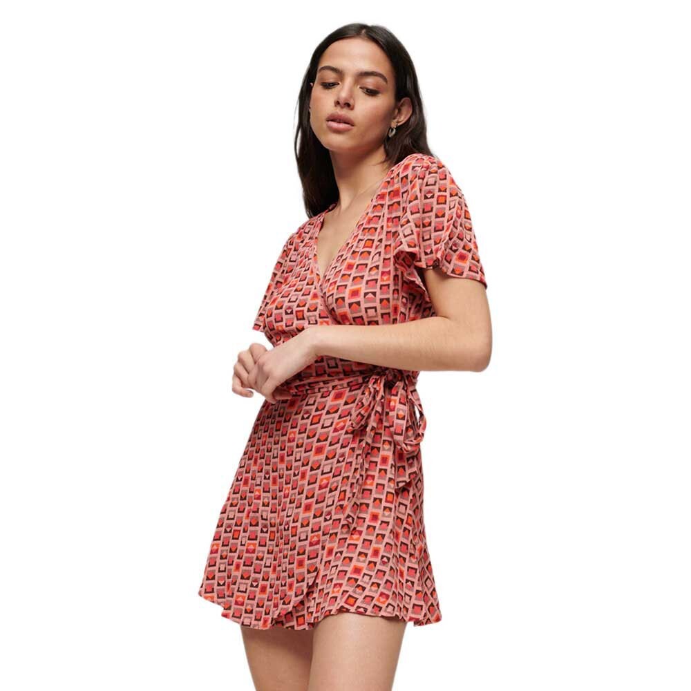 

Платье Superdry Vintage Mini Wrap, розовый